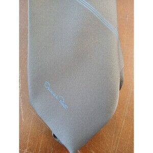 Oscar De La Rente Necktie Tie Gray Blue Striped Silk Blend 57x3" Designer
